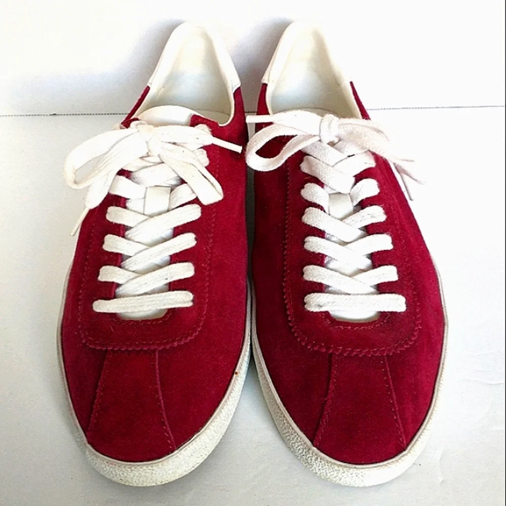 Excellent Used Condition Pair of Zara Woman Genuine Suede Burgundy Sneakers Sz38